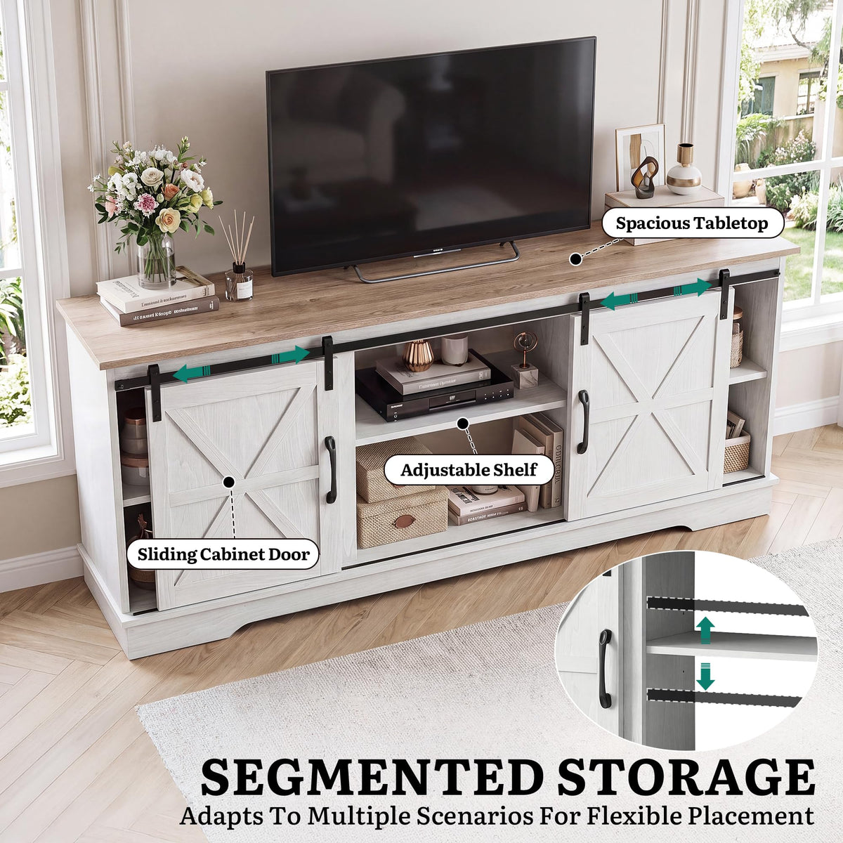 White Grey Wash TV Stand G39802