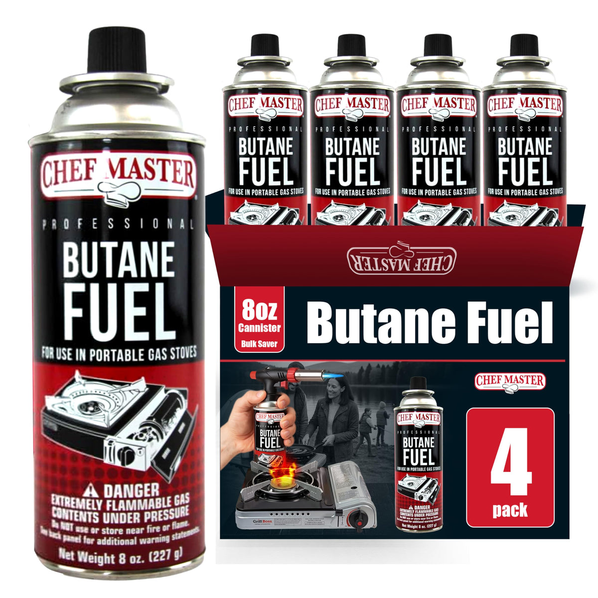 Butane Fuel Canister 8 oz 4-Pack V667977