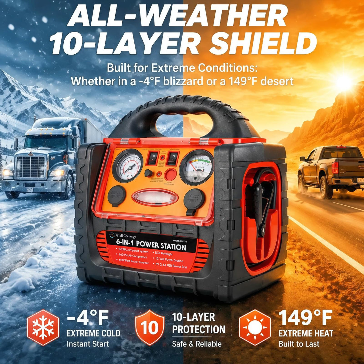 2200 Amp Car Jump Starter with Air Compressor Y883881