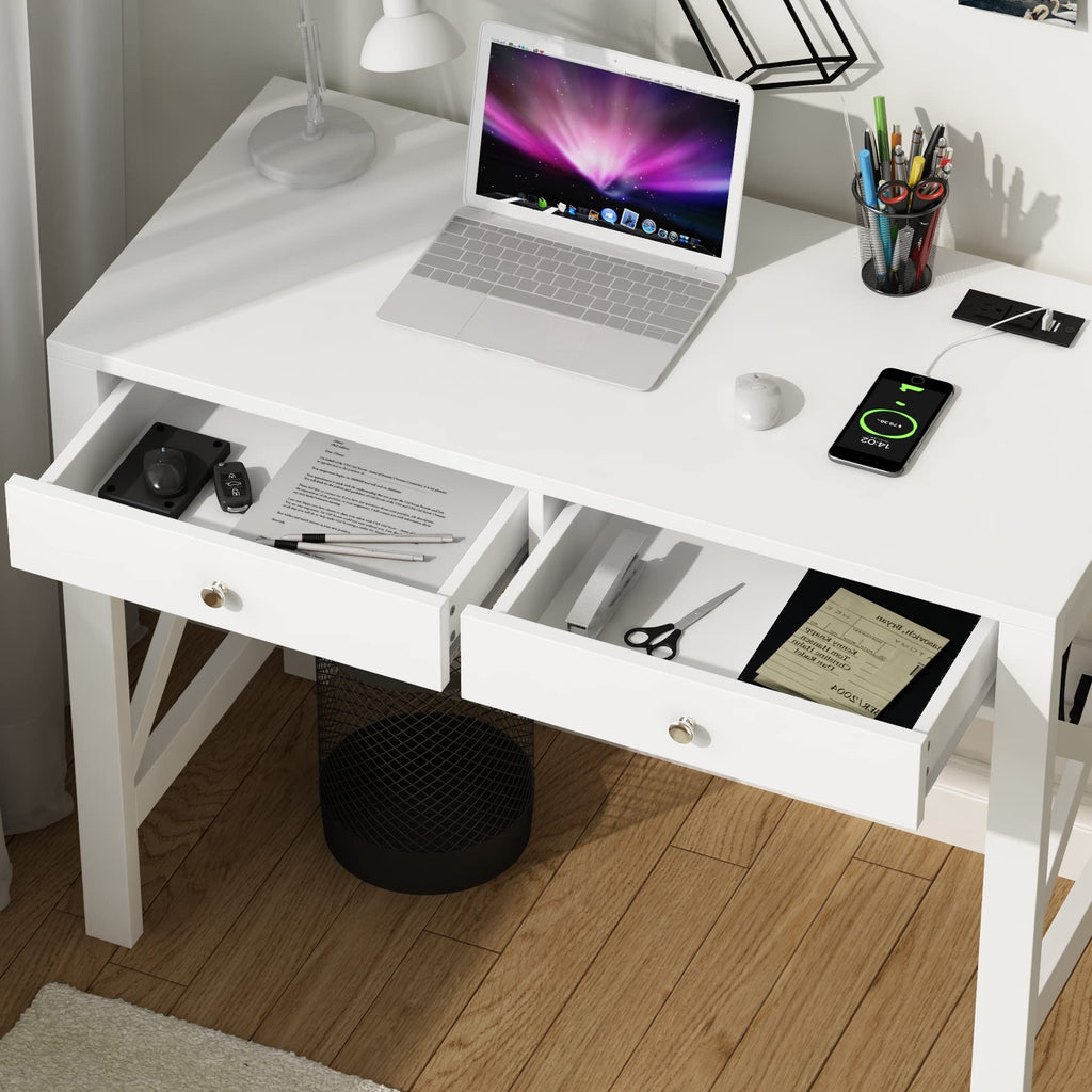 39.4 Inches Computer Desk with 2 Drawers E21974