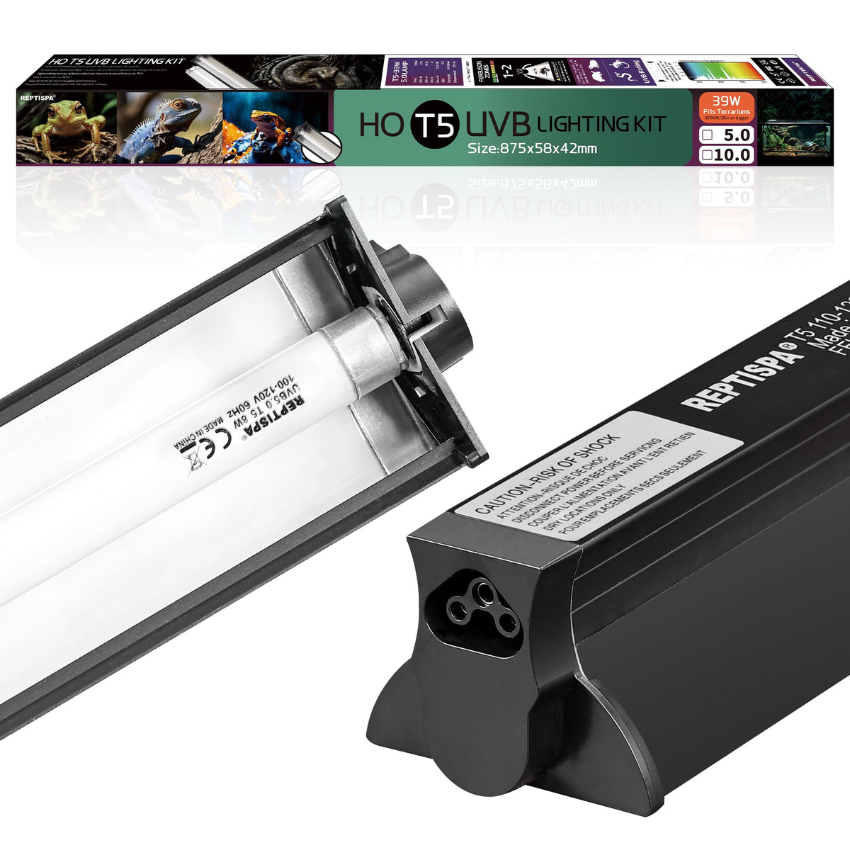 39W T5 HO UVB Fluorescent Reptile Light Combo Kit D7406