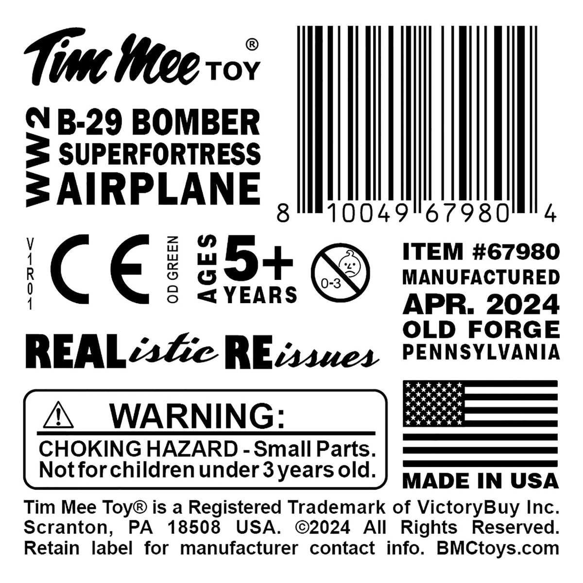 OD Green Plastic Bomber Plane V652