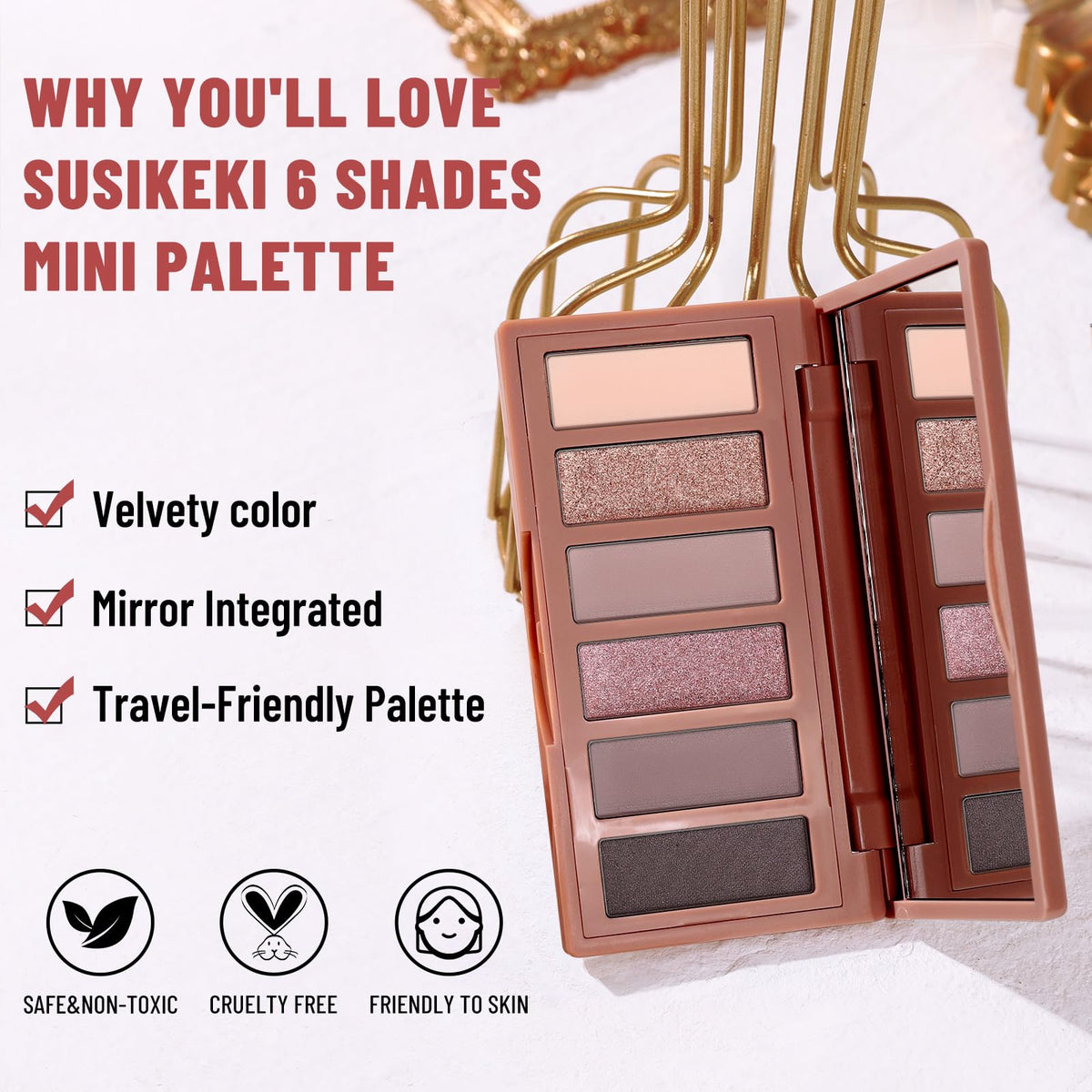 Neutral Nude Matte & Shimmer 6 Colors Mini Eyeshadow Palette W682