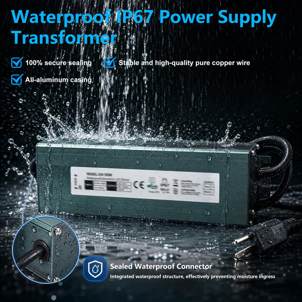 2 Pack 12V 200W Waterproof IP67 LED Driver H47975