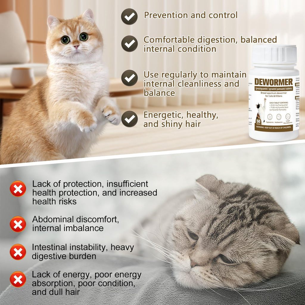 Broad-Spectrum Dewormer for Cats & Kittens, 50 Tablets X510