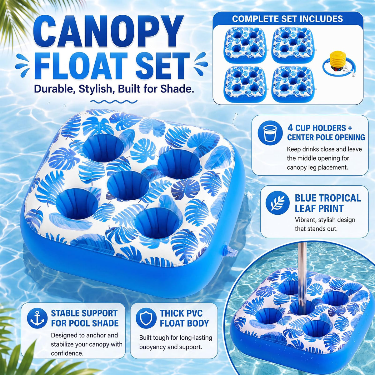 4 Inflatable Base Floats with Cup Holders I34185