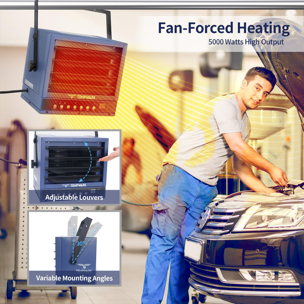 20 Inch High Velocity Floor Fan and 5000W Electric Garage Heater L3014