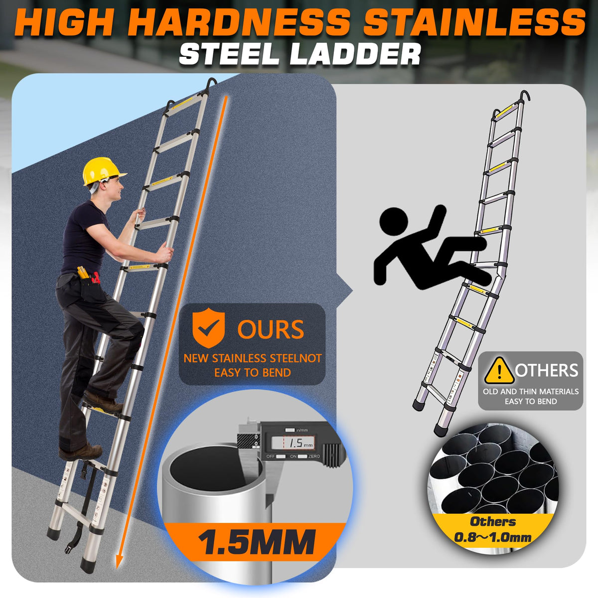 10.5FT Aluminum Telescoping Ladder B463