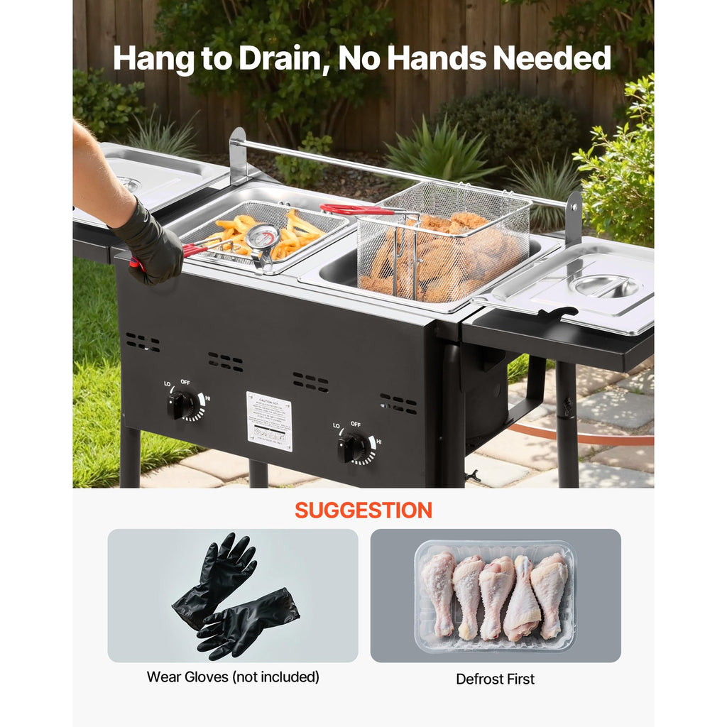 16 Qt Stainless Steel Double Burner Propane Fryer W40147
