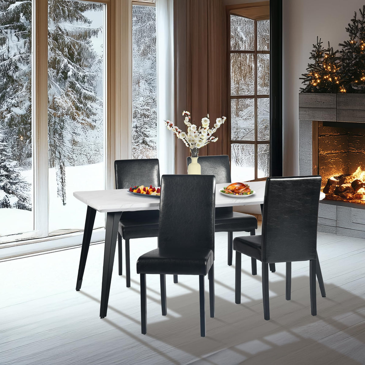 Upholstered PU Leather Dining Chairs Set of 4 X281977