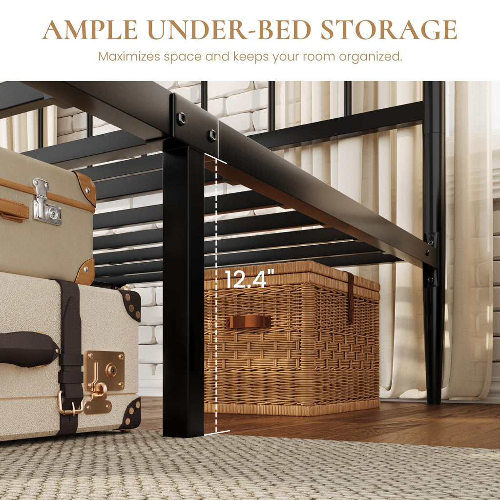 Full Size Black Metal Platform Bed Frame Q842