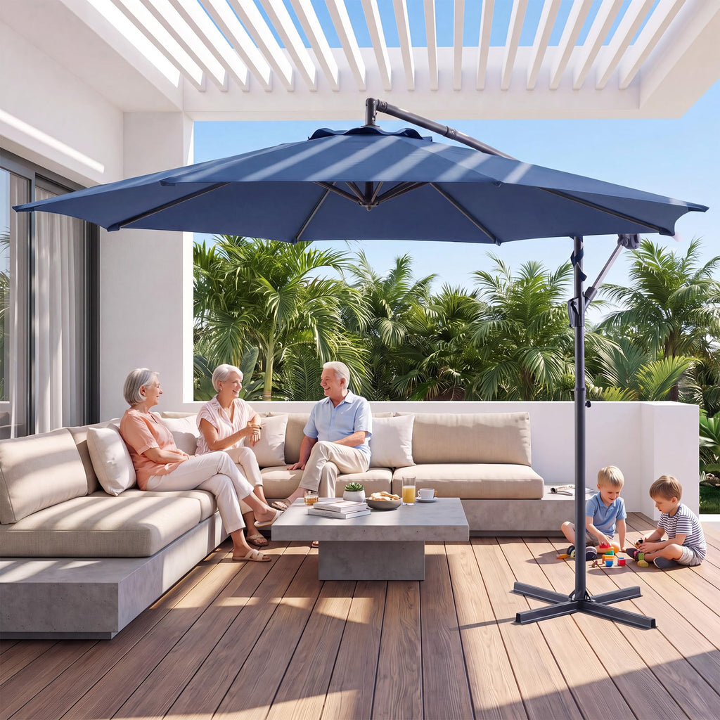 10ft Navy Blue Offset Cantilever Patio Umbrella N8583