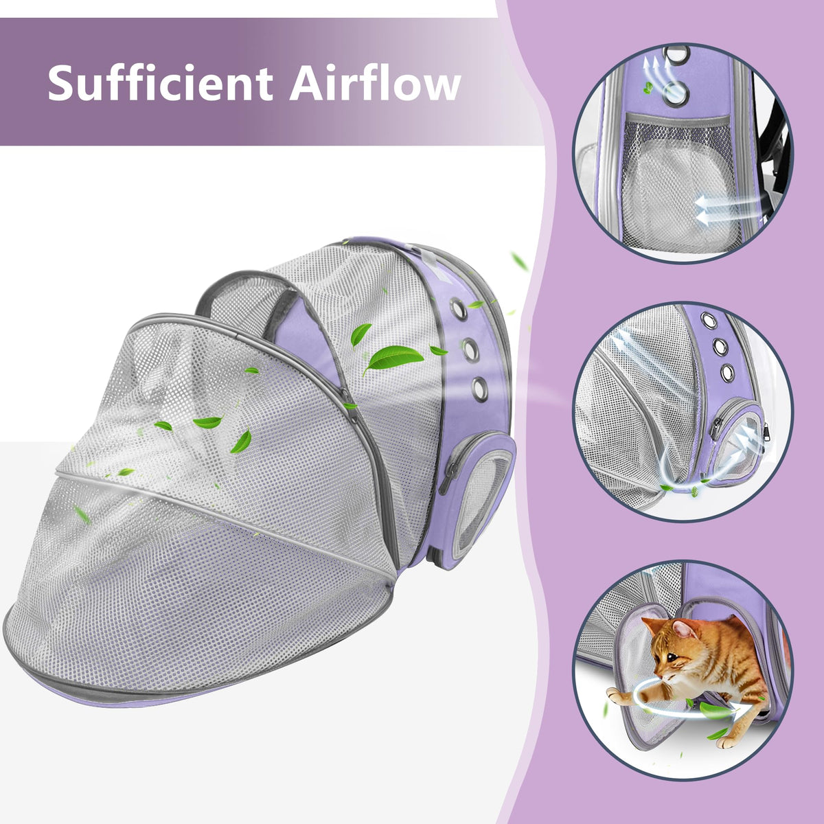 Expandable Cat Carrier Backpack with Bubble Window E334