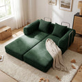 Green Corduroy Convertible Sofa Bed with 2 Pillows I64167