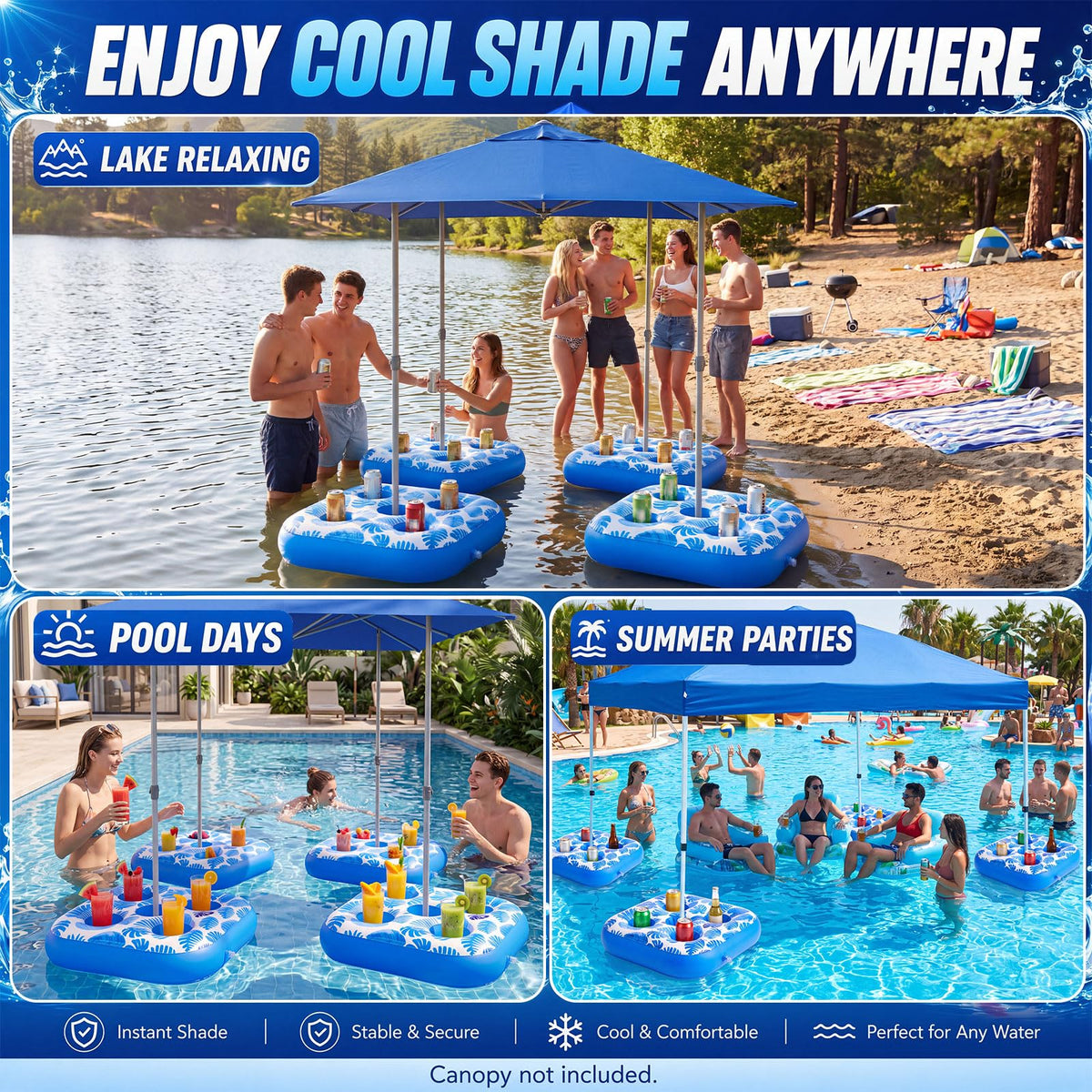 4 Inflatable Base Floats with Cup Holders I34185