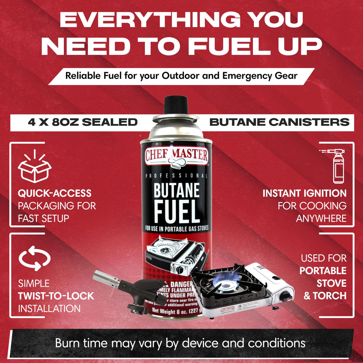 Butane Fuel Canister 8 oz 4-Pack V667977