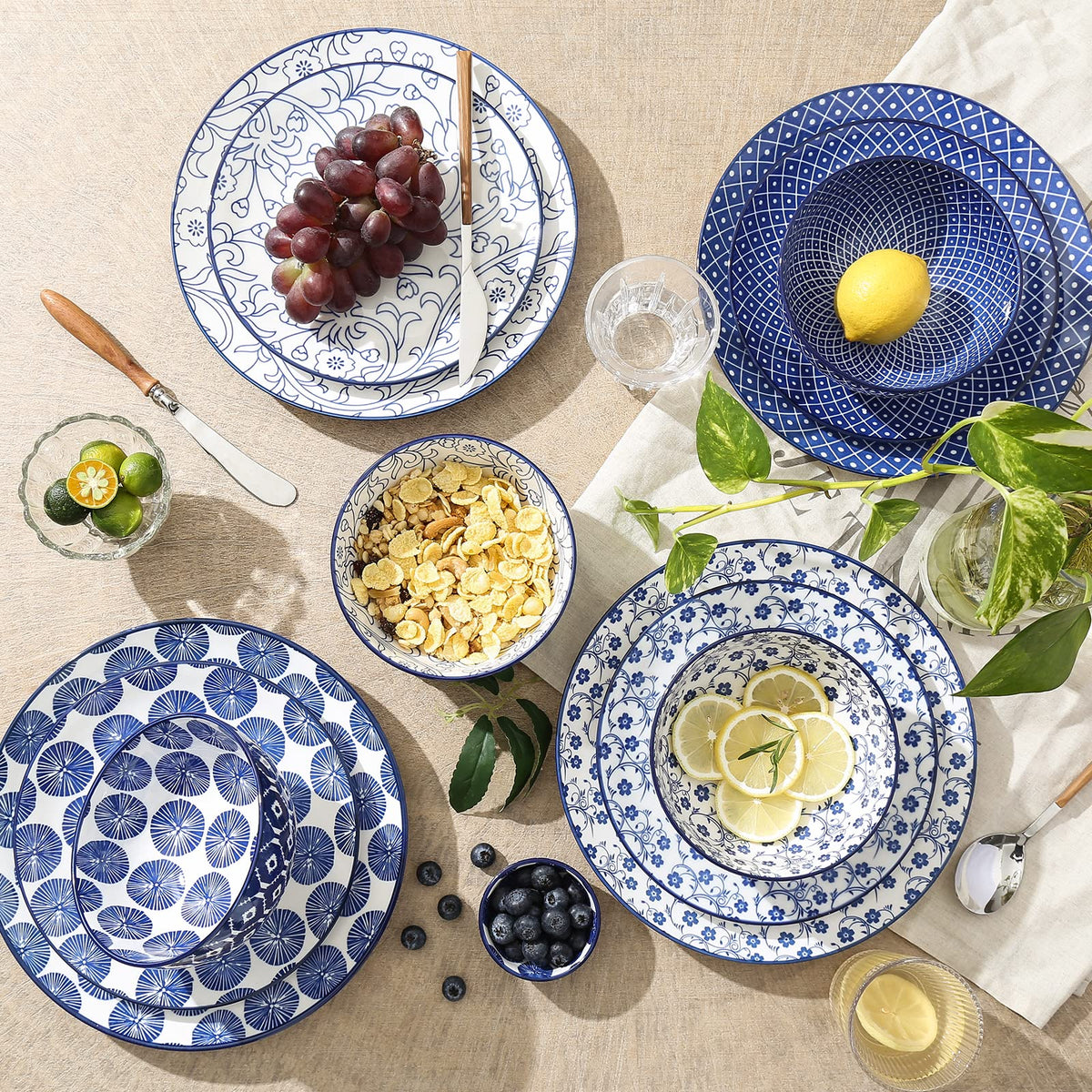 Ceramic Dinnerware Sets 12 Piece Cappuccino Cups with Saucers and Metal Stand W9930