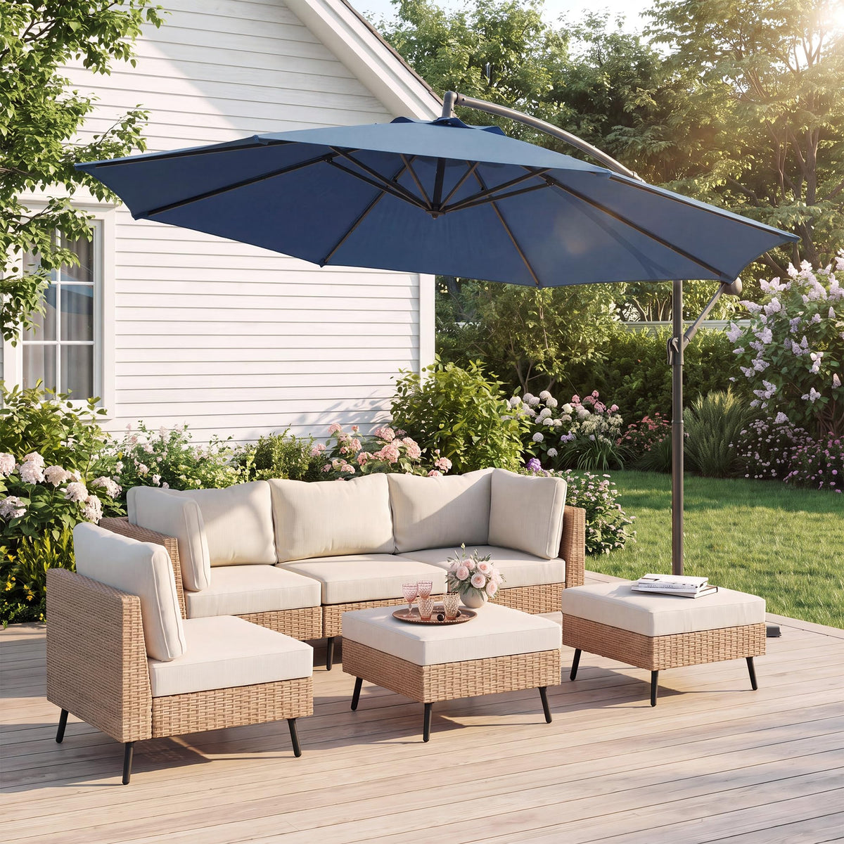 10ft Navy Blue Offset Cantilever Patio Umbrella N8583