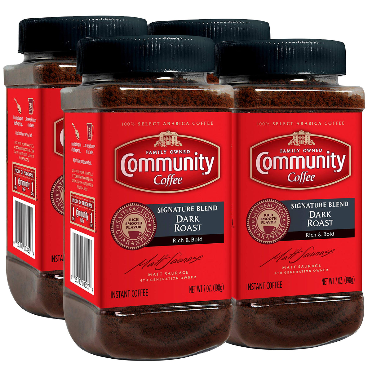 Dark Roast Instant Coffee 7 Ounce Jar Pack of 4 W72541
