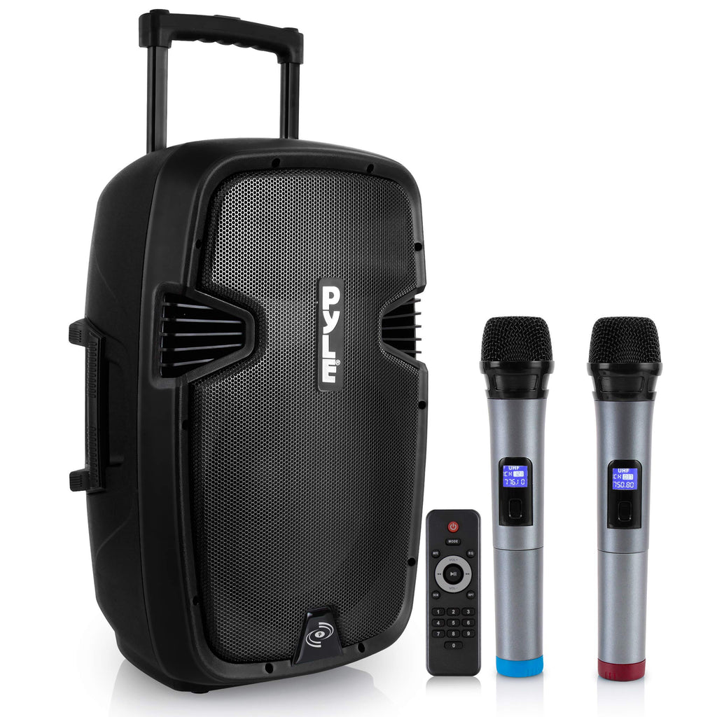 15-inch Portable PA Speaker System with 2 UHF Microphone K531