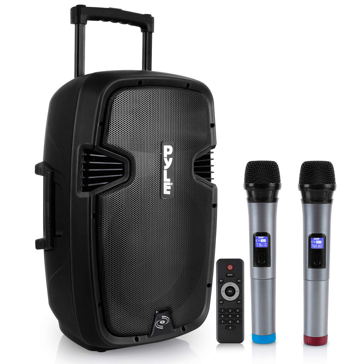 15-inch Portable PA Speaker System with 2 UHF Microphone K531