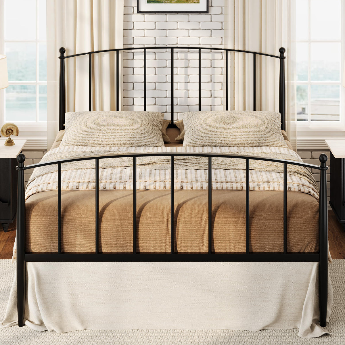 Full Size Black Metal Platform Bed Frame Q842